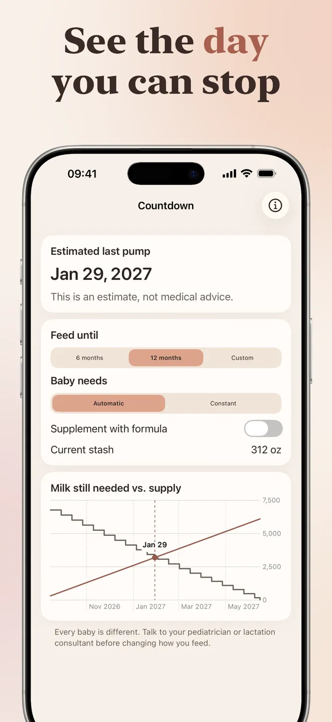 See the day you can stop: an estimate from your stash and output