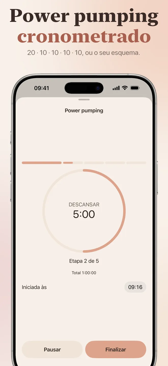 Power pumping cronometrado: 20 · 10 · 10 · 10 · 10, ou o seu esquema